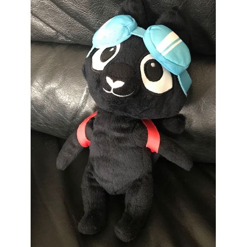 Doudou Peluche Chat Noir Sac À Rouge Lunettes Bleu Ikea 27cm