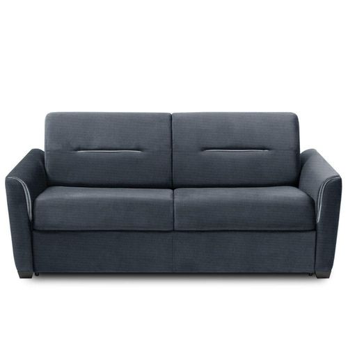 Canapé Convertible Express Amazone 120cm Matelas 16cm Sommier Lattes Tweed Bleu