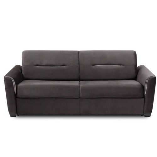 Canapé Convertible Express Amazone 140cm Matelas 16cm Sommier Lattes Cuir Vachette Marron
