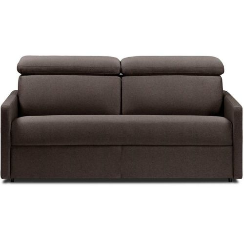 Canapé Convertible Luxia Matelas 16cm Système Express Sommier Lattes 140cm Microfibre Marron
