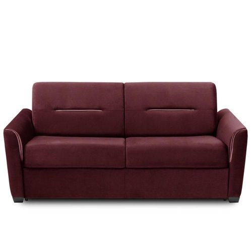 Canapé Convertible Express Amazone 140cm Matelas 16cm Sommier Lattes Cuir Vachette Bordeaux