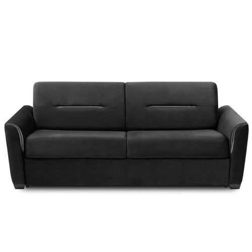 Canapé Convertible Express Amazone 140cm Matelas 16cm Sommier Lattes Cuir Vachette Gris Graphite