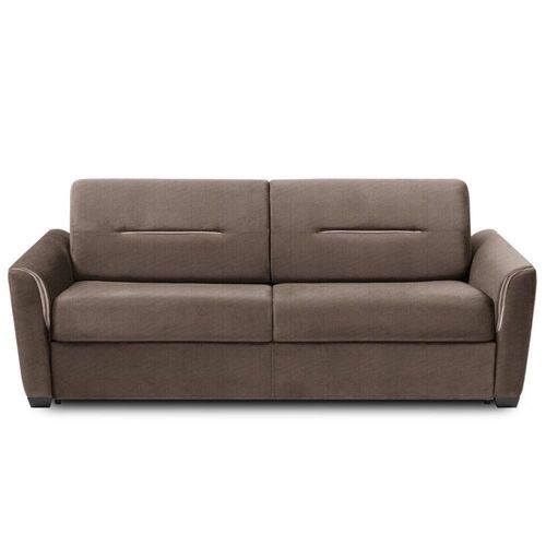 Canapé Convertible Express Amazone 140cm Matelas 16cm Sommier Lattes Tweed Taupe Sable