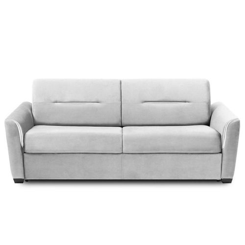 Canapé Convertible Express Amazone 160cm Matelas 16cm Sommier Lattes Polyuréthane Blanc Cassé