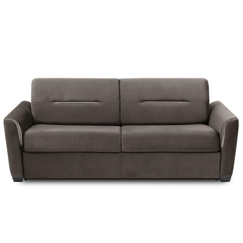 Canapé Convertible Express Amazone 160cm Matelas 16cm Sommier Lattes Polyuréthane Taupe