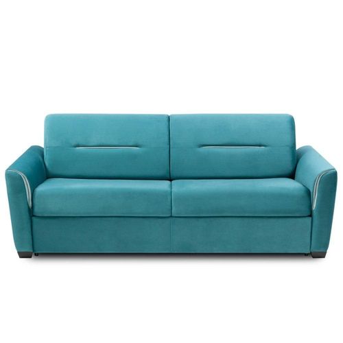 Canapé Convertible Express Amazone 160cm Matelas 16cm Sommier Lattes Tweed Bleu Turquoise