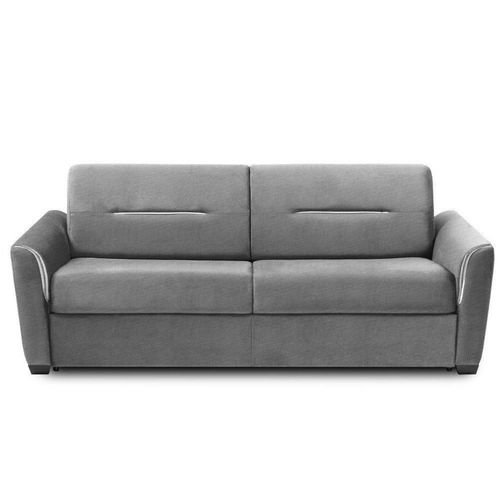 Canapé Convertible Express Amazone 160cm Matelas 16cm Sommier Lattes Tweed Gris Clair