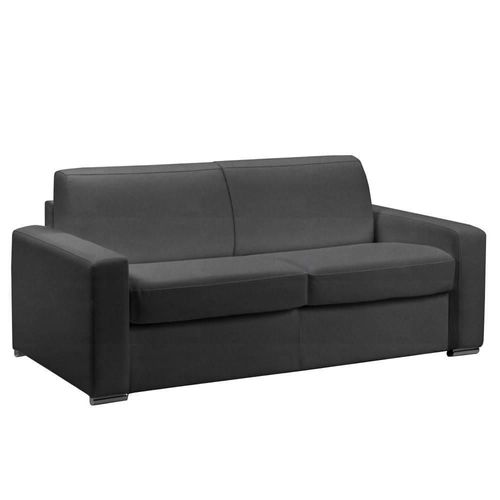 Canapé 3 Places Express Master 140cm Matelas 18cm Sommier Lattes Renatonisi Microfibre Gris Graphite