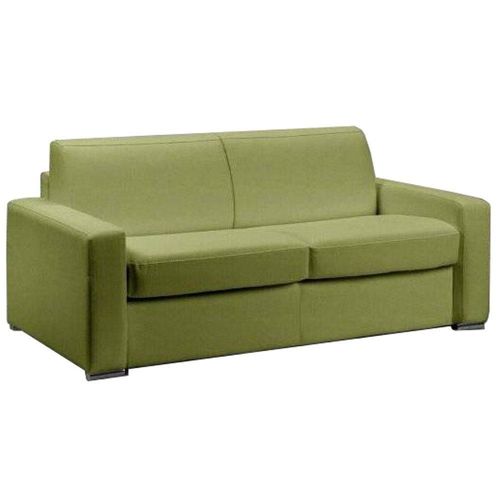 Canapé Convertible Express Master 140cm Matelas 18cm Sommier Lattes Renatonisi Velours Vert Lime