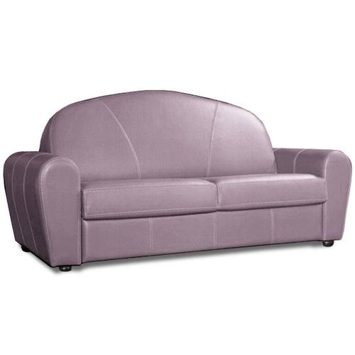 Canapé Lit Club Deluxe Convertible Express 140 Cm Sommie Lattes Cuir Vachette Coloris Parme Matelas 16 Cm
