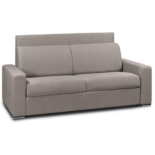 Canapé Lit Levallois Express Lattes 120cm Matelas 16cm Tête De Lit Intégrée Tweed Taupe Sable