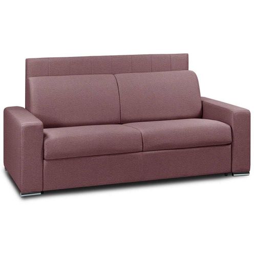 Canapé Lit 3 Places Express Lattes Renatonisi 140cm Tête De Lit Intégrée Cuir Vachette Bordeaux