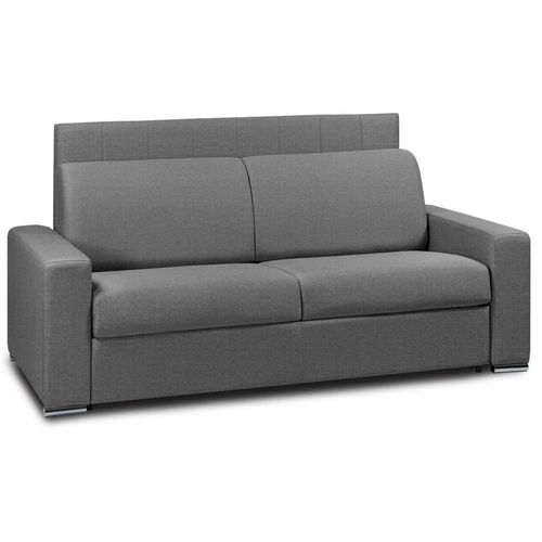 Canapé Lit 3 Places Levallois Express Lattes 140cm Tête De Lit Intégrée Tweed Gris Graphite Matelas 16 Cm
