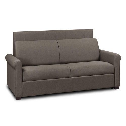 Canapé Lit Opera Express Lattes 120cm Matelas 16cm Tête De Lit Intégrée Polyuréthane Marron