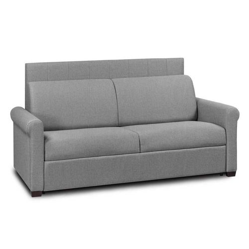 Canapé Belle Epoque Canapexpress Lattes 160cm Matelas Mémory 22cm Tête De Lit Intégrée Tweed Gris Silex