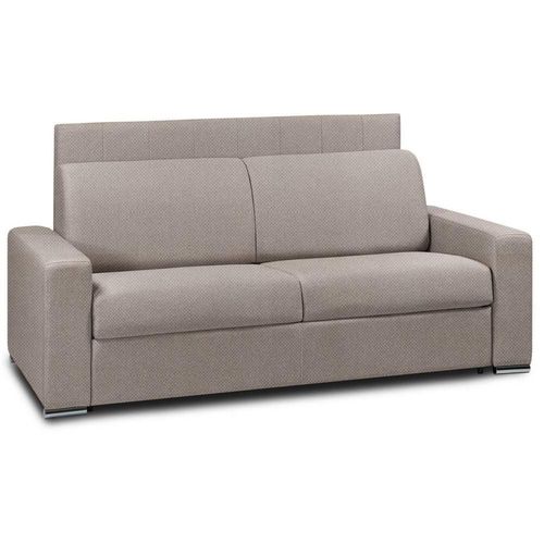 Canapé Lit Canapexpress Lattes Matelas Mémory 22cm Tête De Lit Intégrée Velours Taupe