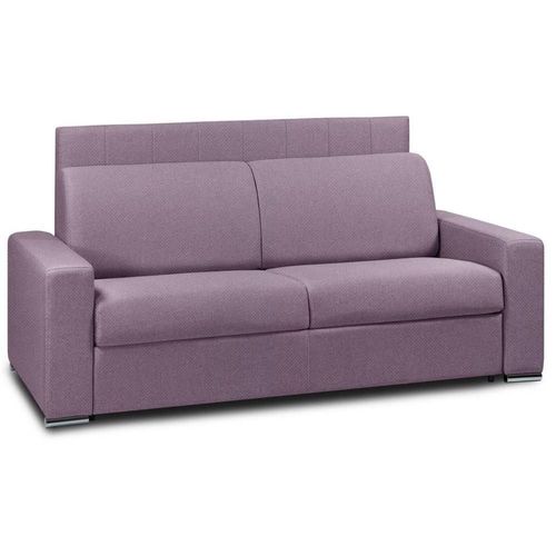 Canapé Lit Canapexpress Lattes 160cm Matelas Mémory 22cm Tête De Lit Intégrée Velours Lila