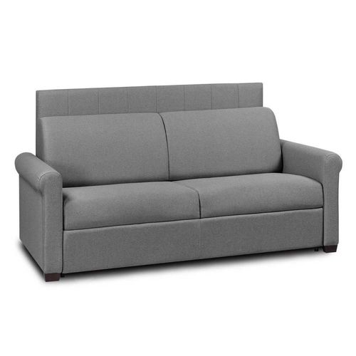 Canapé Lit 3 Places Express Lattes 140cm Matelas 16cm Tête De Lit Intégrée Polyuréthane Gris Graphite
