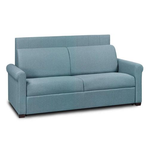 Canapé Lit 4 Places Opera Express Lattes Renatonisi 160cm Matelas 16 Cm Tête De Lit Intégrée Velours Azur