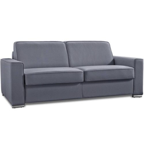 Canapé Convertible 3 Places Excellence 140 Cm Sommier Lattes Matelas Memory 18 Cm Inclus Velours Bleu Cobalt