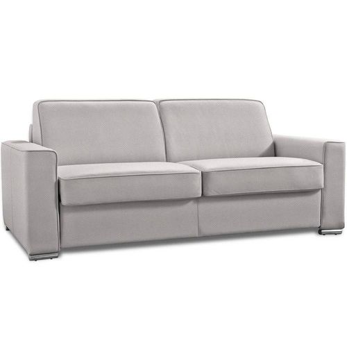 Canapé Convertible 3 Places Excellence 140 Cm Sommier Lattes Matelas Memory 18 Cm Inclus Velours Gris Silver