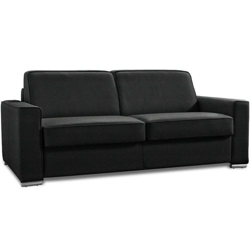 Canapé Convertible 3-4 Places Excellence 160 Cm Sommier Lattes Matelas Memory 18 Cm Inclus Tweed Noir