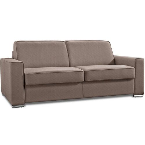 Canapé Convertible 3-4 Places Excellence 160 Cm Sommier Lattes Matelas Memory 18 Cm Inclus Tweed Taupe Sand