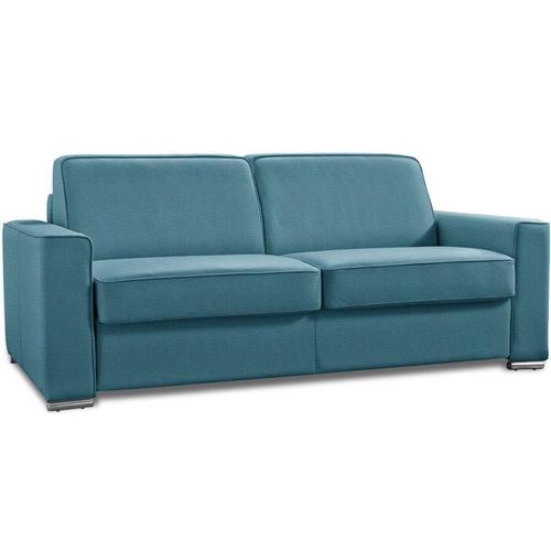 Canapé Convertible 3-4 Places Excellence 160 Cm Sommier Lattes Matelas Memory 18 Cm Inclus Tweed Turquoise