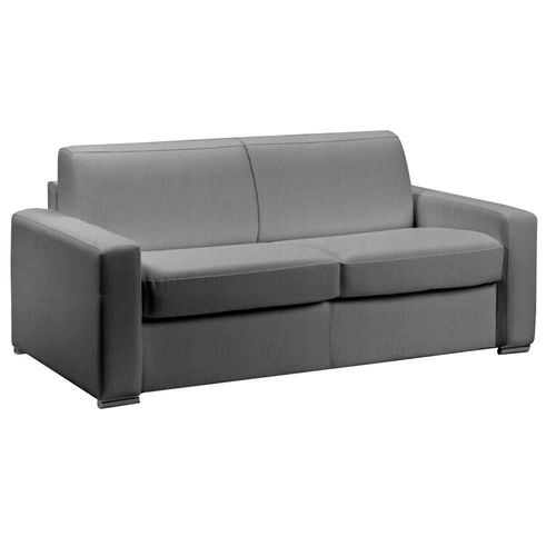 Canapé Convertible Express Master Couchage 120cm Matelas 18cm Sommier Lattes Renatonisi Tweed Gris Silex