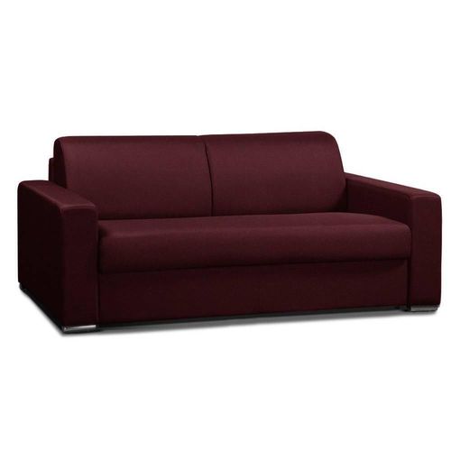 Canapé Convertible 2- Allure Matelas Mémory 20cm Lattes 120cm Cuir Vachette Bordeaux