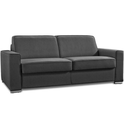 Canapé Convertible 3 Places Excellence 140 Cm Sommier Lattes Matelas Memory 18 Cm Inclus Velours Noir