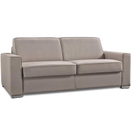 Canapé Convertible 3-4 Places Excellence 160 Cm Sommier Lattes Matelas Memory 18 Cm Inclus Velours Beige