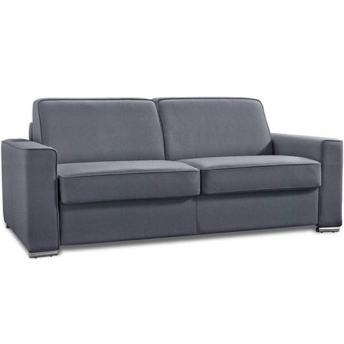 Canapé Convertible 3-4 Places Excellence 160 Cm Sommier Lattes Matelas Memory 18 Cm Inclus Velours Bleu Navy