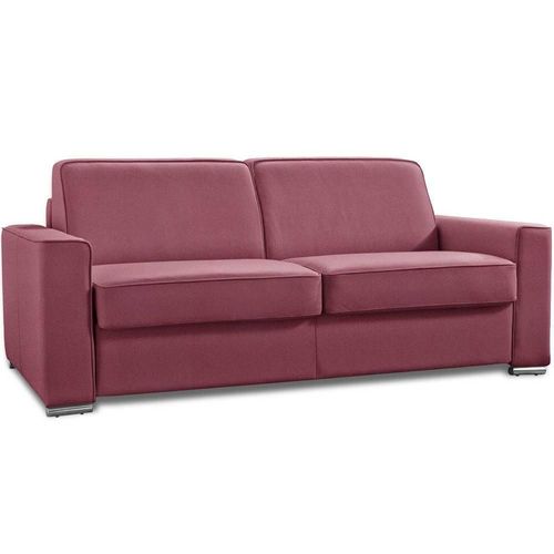 Canapé Convertible 3-4 Places Excellence 160 Cm Sommier Lattes Matelas Memory 18 Cm Inclus Velours Rouge