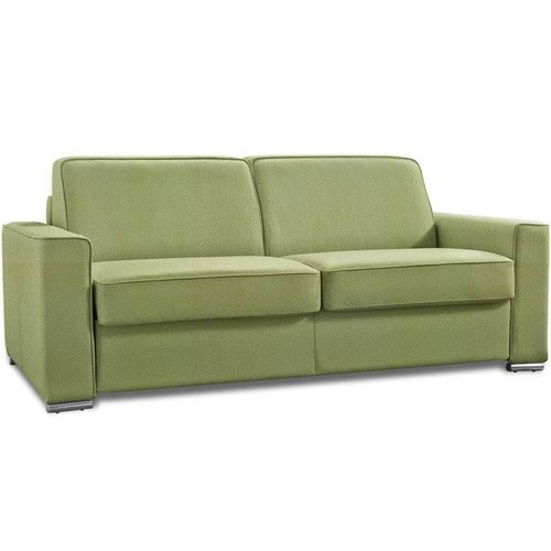 Canapé Convertible 3-4 Places Excellence 160 Cm Sommier Lattes Matelas Memory 18 Cm Inclus Velours Vert