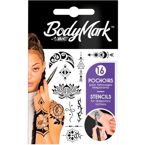 Bic Bodymark Lot De 16 Pochoirs Pour Tatouages Temporaires Assortis