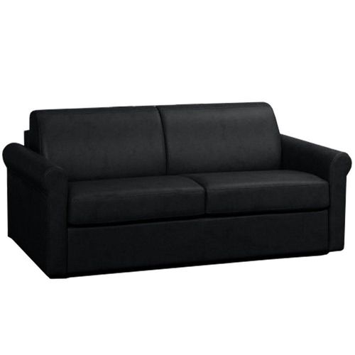 Canapé Lit 2-3 Places Romantico Convertible Express Sommier Lattes 120 Cm Polyuréthane Noir Matelas 16 Cm