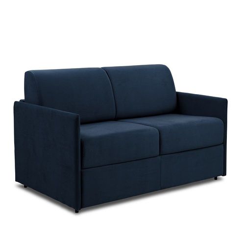 Canapé Lit Express Colosse Couchage 120 Cm Matelas Épaisseur 22 Cm À Mémoire De Forme Velours Bleu Marine