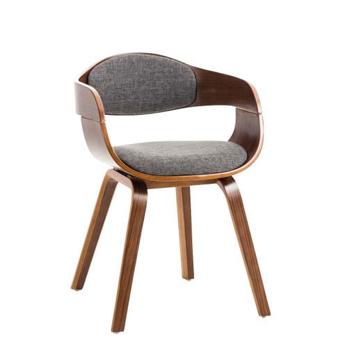 Chaise De Bureau Sans Roulettes Visiteur En Tissu Et Bois Design Retro Et Confort Maximal Noyer Gris Clair Bur10548