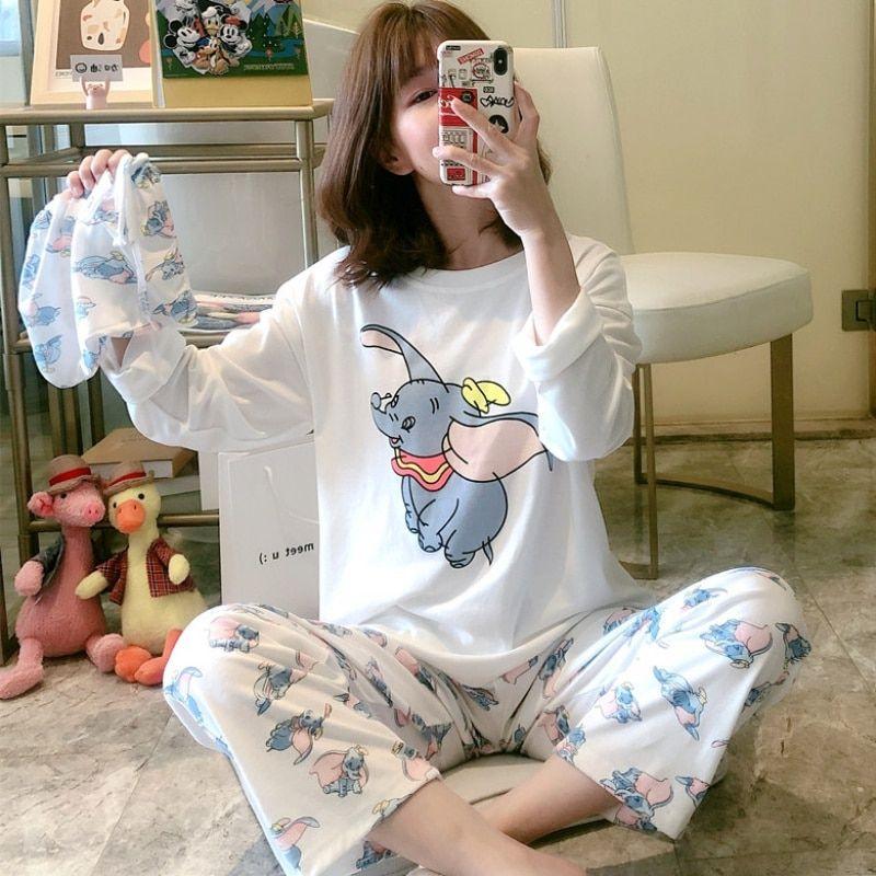 Pyjama Printemps-automne Imprimé Marguerite Pour Fille Disney, Sac
