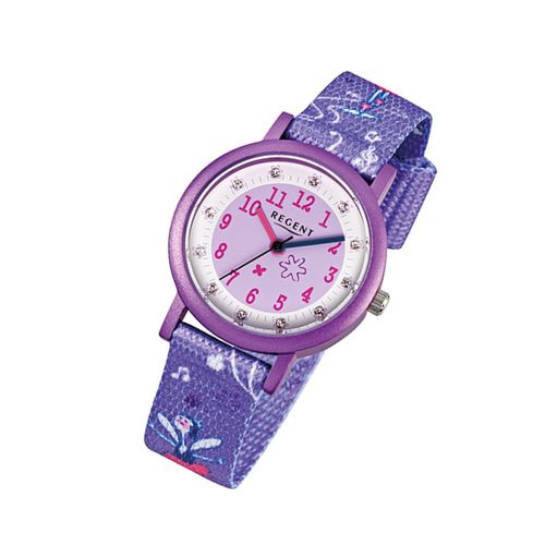 Montre-Bracelet Pour Enfants Regent Violet Analogique F-486 Bracelet Textile Urf486