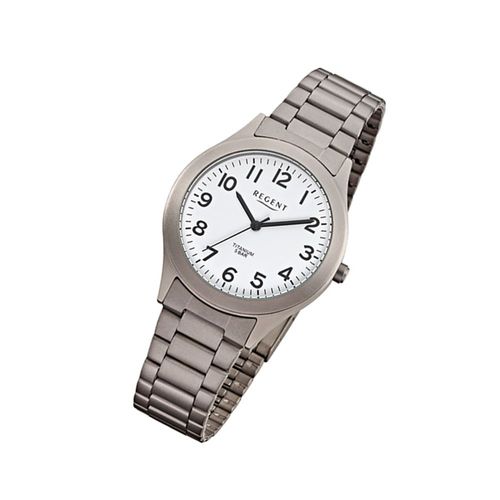 Montre-Bracelet Pour Hommes Regent , Gris Argent Analogique F-837 ??????Bracelet En Titane Urf837