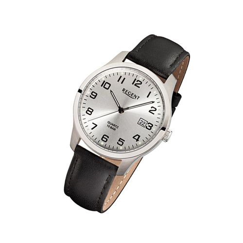 Montre Homme Titane Regent Analogique Noire Bracelet Cuir F-931 Urf931