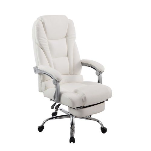 Fauteuil De Bureau Ergonomique Avec Repose-Pieds Extensible Synthétique Blanc Bur10170