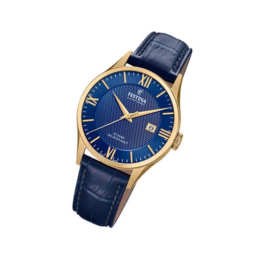 Festina Montre Analogique Pour Homme F20010/3 Montre Bracelet En Cuir Swiss Made Bleu Uf20010/3