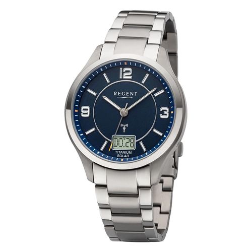Regent Montre Radiocommandée Homme Analogique-Numérique Bracelet Métal Argent Urba714