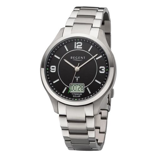 Regent Montre Radiocommandée Homme Analogique-Numérique Bracelet Métal Argent Urba715
