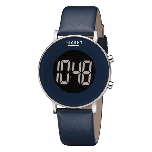 Regent Montre Homme Numérique Bracelet Cuir Bleu Foncé Urba783