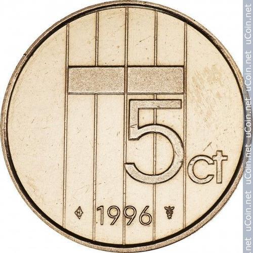 Pays Bas = Pièce De Monnaie De Collection De 5 Cents, Année 1996, En Bronze, Reine Beatrix