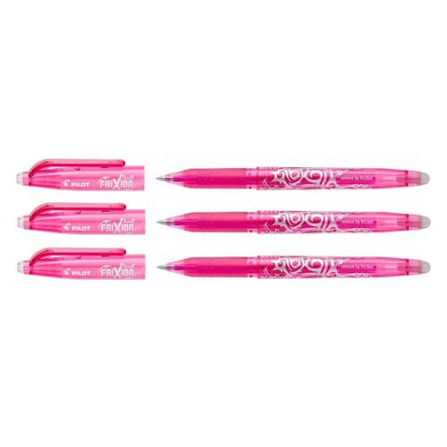 Pilot Lot De 3 Stylos Roller Encre Gel Frixion Ball Effaçable Pointe Fine Rose